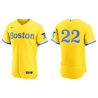 Men's Boston Red Sox Tommy Pham Gold Light Blue City Connect Authentic Jersey