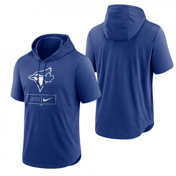 Men's Toronto Blue Jays Royal Logo Lockup Performance Short-Sleeved Pullover Hoodie