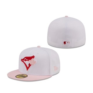 Toronto Blue Jays Scarlet Undervisor 59FIFTY Fitted Hat White Pink