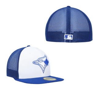 Toronto Blue Jays White Royal 2023 On-Field Batting Practice 59FIFTY Fitted Hat