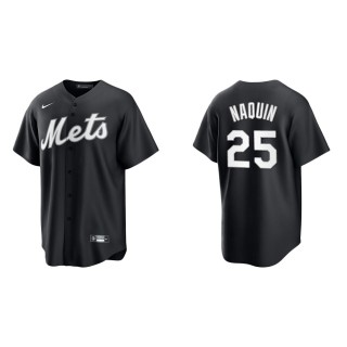 Men's New York Mets Tyler Naquin Black White Replica Official Jersey