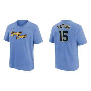 Tyrone Taylor Youth Brewers Powder Blue 2022 City Connect Name & Number T-Shirt