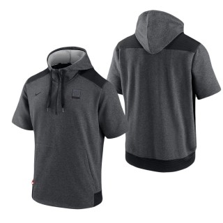 Men's Washington Nationals Charcoal Black Authentic Collection Dry Flux Performance Quarter-Zip Short Sleeve Hoodie