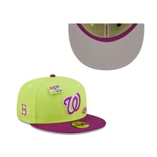 Washington Nationals Green Purple MLB x Big League Chew Swingin' Sour Apple Flavor Pack 59FIFTY Fitted Hat