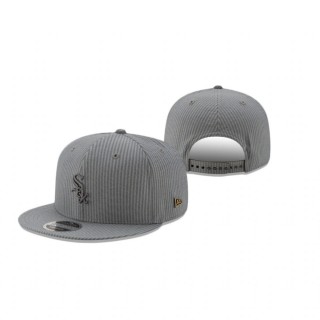 Chicago White Sox Gray Seersucker Black Label 9Fifty Snapback Snapback Hat