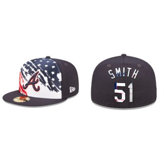Will Smith Atlanta Braves Navy 2022 4th of July Independence Day On-Field 59FIFTY Fitted Hat