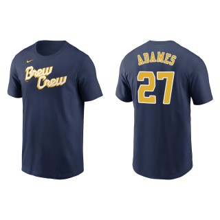 Willy Adames Brewers Navy 2022 City Connect Wordmark T-Shirt