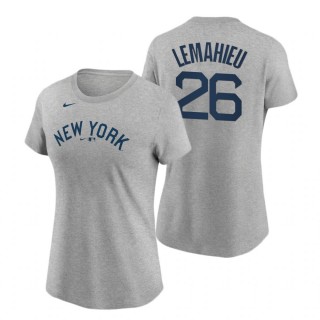 Women Yankees DJ LeMahieu Gray 2021 Field of Dreams Tee