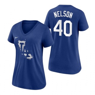 Los Angeles Dodgers Royal 2021 City Connect Jimmy Nelson T-Shirt Women's