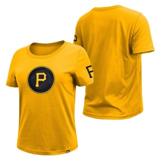 Women's Pittsburgh Pirates Gold City Connect Cap Logo T-Shirt