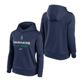 Women's Seattle Mariners Navy 2022 Postseason Authentic Collection Dugout Pullover Hoodie