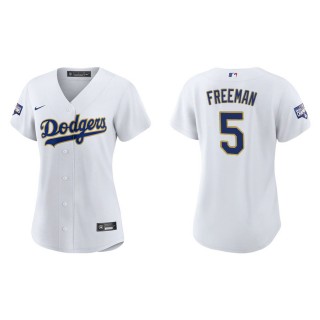 Women's Dodgers Freddie Freeman White Gold 2021 City Connect Replica Jersey