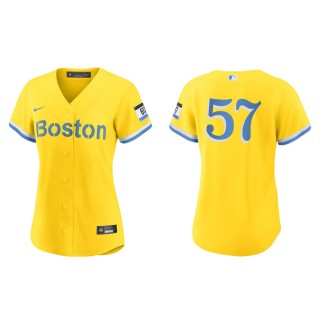 Women's Red Sox Hansel Robles Gold Light Blue 2021 City Connect Replica Jersey