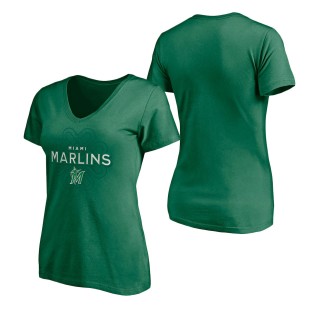 Women's Miami Marlins Kelly Green St. Patrick's Day Team Celtic Knot T-Shirt
