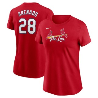 Women's St. Louis Cardinals Nolan Arenado Red 2024 City Connect Fuse Name & Number T-Shirt