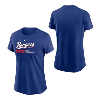 Women's Texas Rangers Royal 2023 Postseason Authentic Collection Dugout T-Shirt