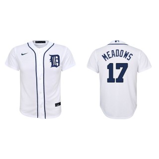 Youth Tigers Austin Meadows White Replica Home Jersey
