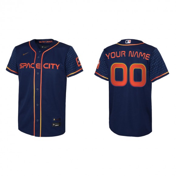 Youth Astros Custom Navy 2022 City Connect Replica Jersey