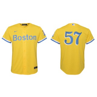 Youth Red Sox Hansel Robles Gold Light Blue 2021 City Connect Replica Jersey