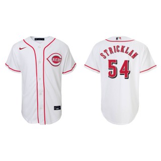 Youth Reds Hunter Strickland White Replica Home Jersey