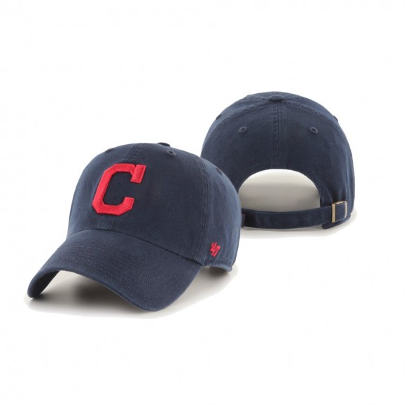Youth Cleveland Indians Navy Team Logo Clean Up Adjustable Hat