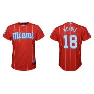 Youth Joey Wendle Marlins Red 2021 City Connect Replica Jersey