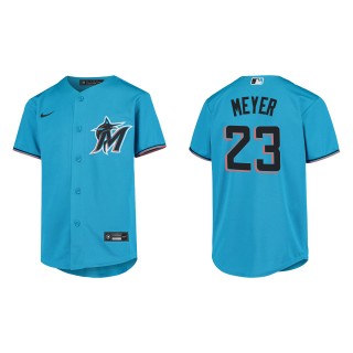 Youth Miami Marlins Max Meyer Blue Replica Jersey