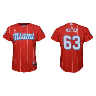 Youth Marlins Max Meyer Red 2021 City Connect Replica Jersey