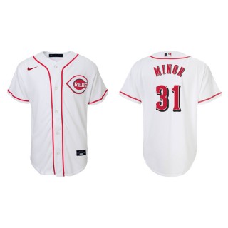 Youth Reds Mike Minor White Replica Home Jersey