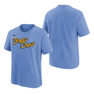 Youth Brewers Powder Blue 2022 City Connect Wordmark T-Shirt