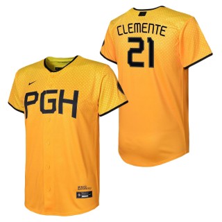 Youth Pittsburgh Pirates Roberto Clemente Gold City Connect Replica Player Jersey