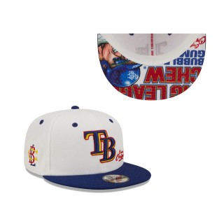 Youth Tampa Bay Rays White Navy MLB x Big League Chew Original 9FIFTY Snapback Adjustable Hat