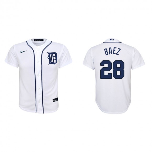 Youth Javier Baez Tigers White Replica Home Jersey