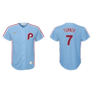 Youth Philadelphia Phillies Trea Turner Light Blue Cooperstown Collection Jersey